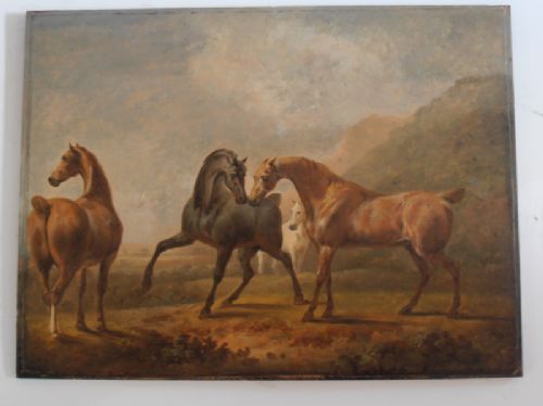 James Barenger. Oil on Board of Horses in a Landscape.