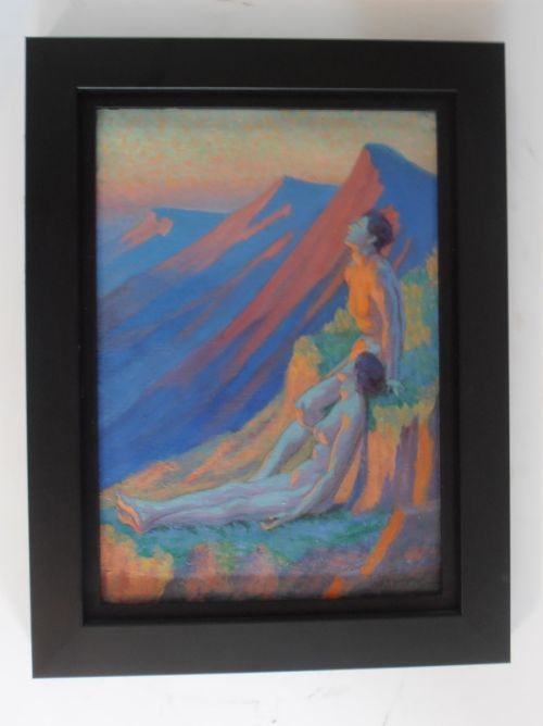 Margaret C. Cook. Oil on Canvas. "Naked Couple in a Mountain Landscape".