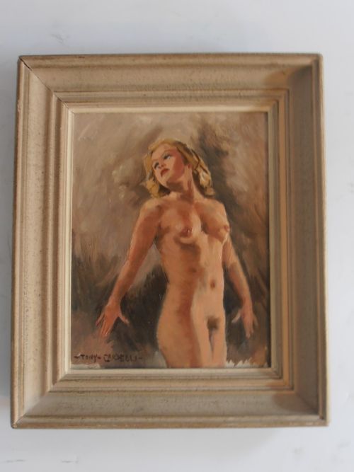 Tony Cardella. Oil on Board of a Naked Girl.