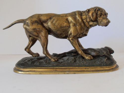 After P.j. Mene. Burnished Bronze Figure of a Hound.