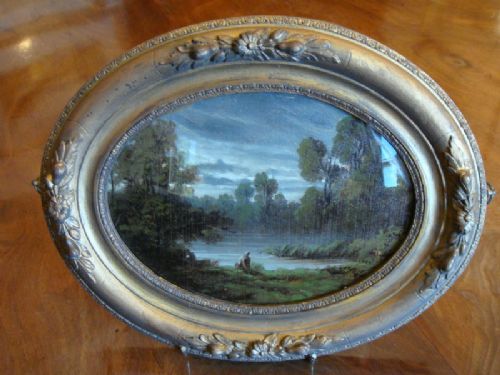 A 19thc Oval Oil on Card