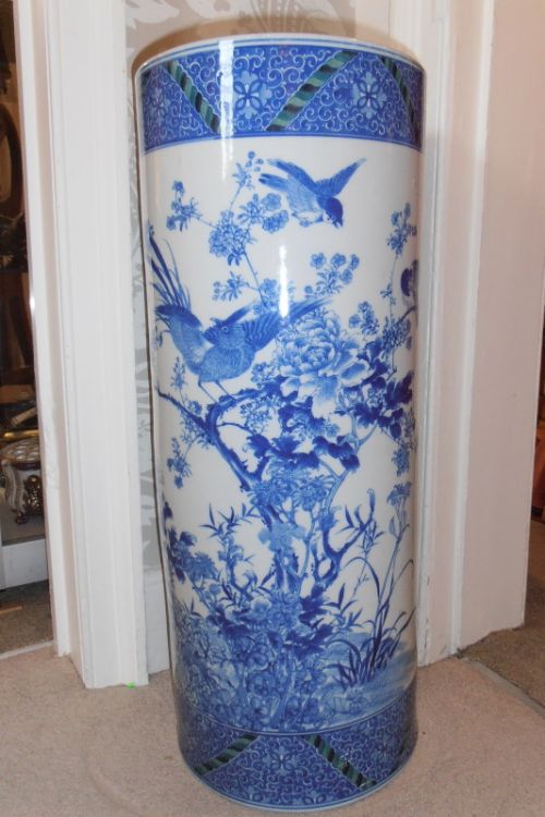 Japanese Blue & White Decorated Umbrella/stick Stand