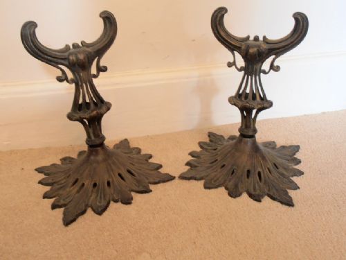 Pair C1890 French Gilt Metal Andirons