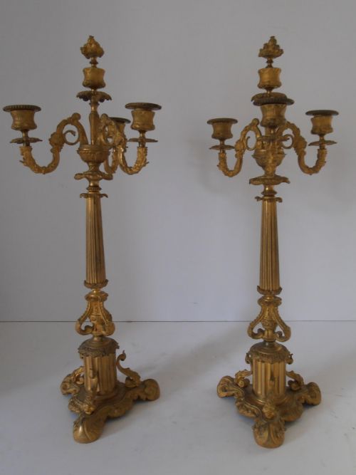 Pair of 19th Century Gilt Bronze Candelabra.