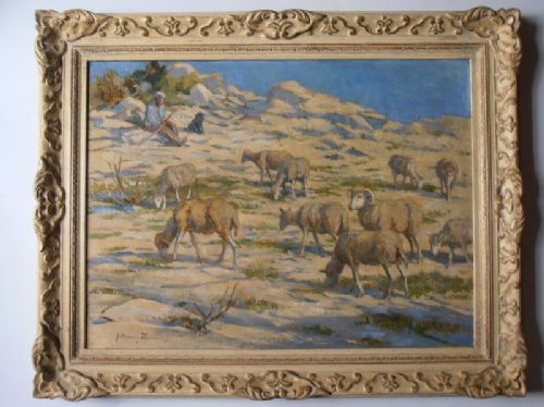 John Murray Thomson. Oil on Canvas. "Sheep in Provence".