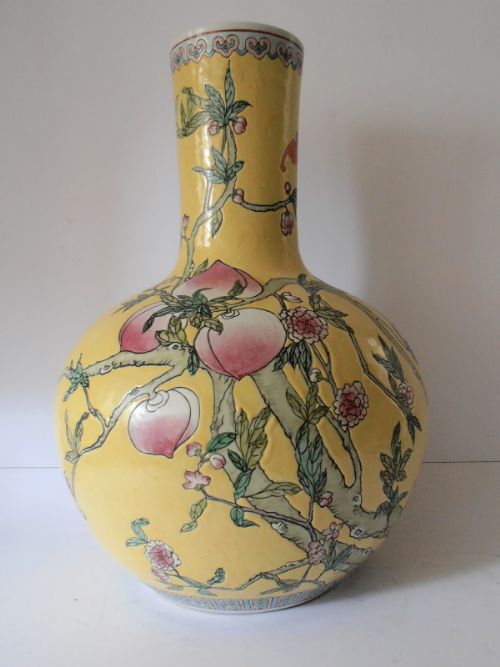 A Large Chinese Porcelain Yellow Ground Vase
