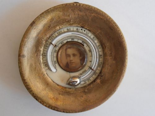 19thc Glit Wood Framed Circular Mercurial Thermometer