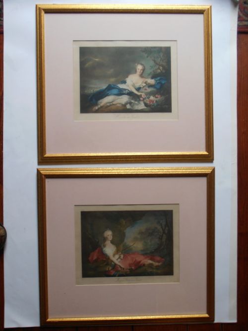 After Jean Marc Nattier a Pair Coloured Engravings