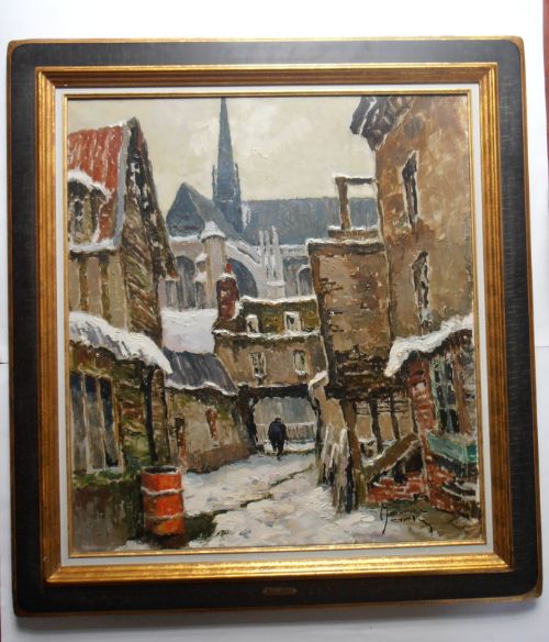 After Maurice Martin, 'Neige Amiens' Oil on Canvas