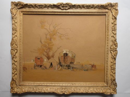After Cyril Boler - Watercolour - A Romany Encapment