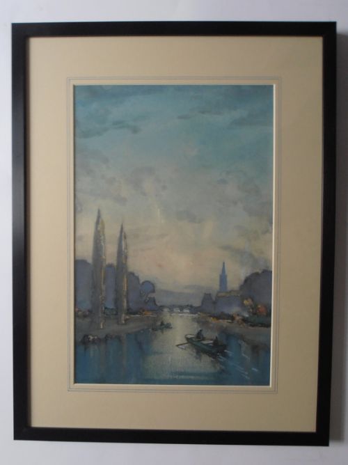 Hirst Walker. Watercolour. "River Scene".