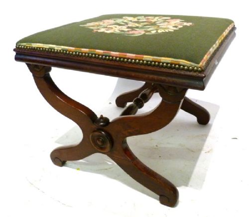 William IV Mahogany Cross Over Stool