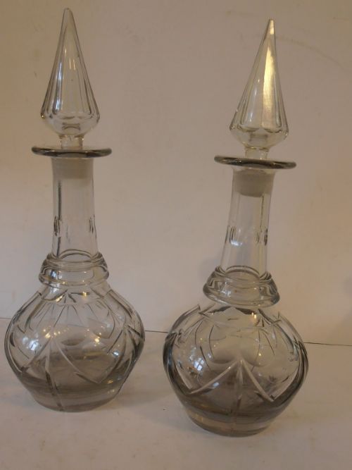 Pair of 19thc Lead Crystal Decanters