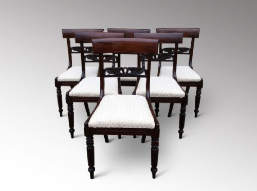 Set of Six Mahogany Chairs with Bar Backs C 1835