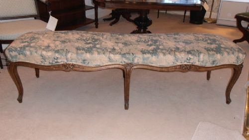 A Continental Carved Mahogany Long Stool
