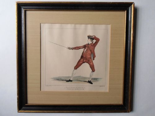 Ryland After J Gwyn, a Set of Four Hand Coloured Fencing Copper Engravings