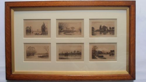 Set of Three Framed Sets of 19th Century Etchings by Wilfrid Ball.