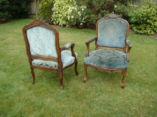 fig 1. A pair of late 19th century French upholstered fauteuils