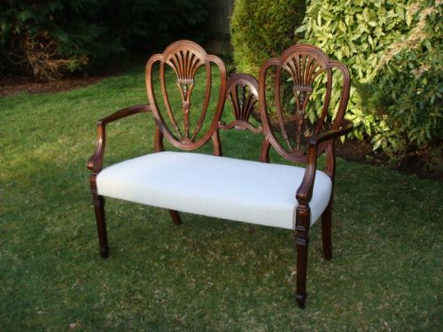 An Early 20th Century Hepplewhite Style Mahogany Double Chair Back Settee