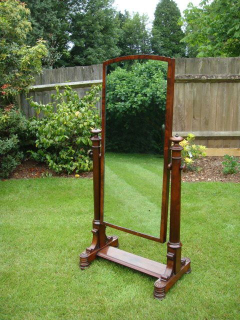 A 19th Century Figured Mahogany Cheval Mirror