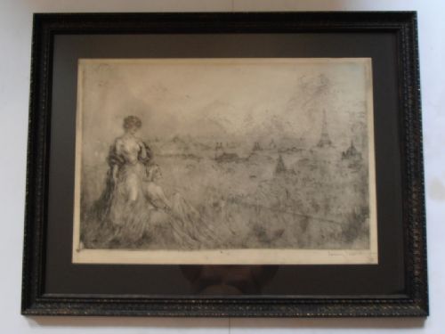 Louis Icart (1888-1950)Two Women Overlooking Paris C1920
