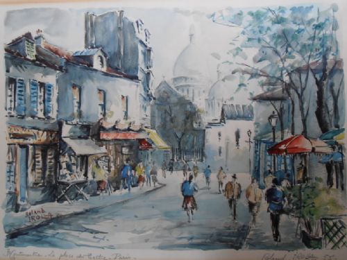 Roland Irolla , Watercolour , Montmartre, Paris