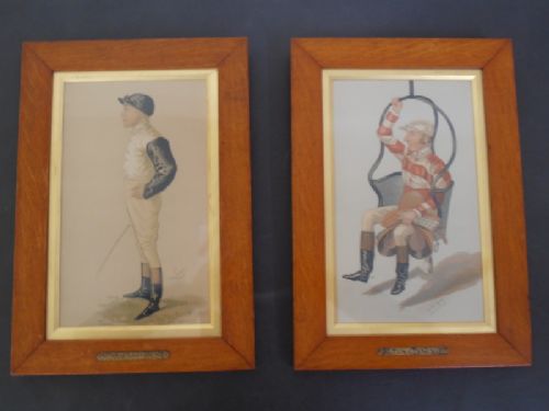 Set of Eight Framed Original Vanity Fair Lithographs of Jockeys.
