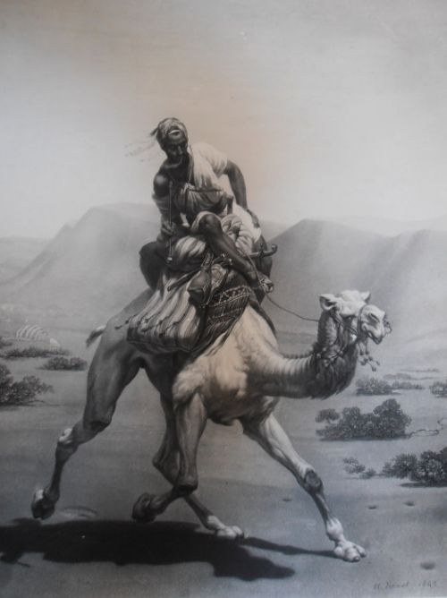 fig 1. After Horace Vernet, La Poste au Desert, Engraving