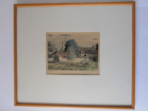 Marcel Jacque, Barbizon 1949, Hand Coloured Etching