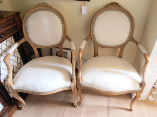 A Pair of Pine French Armchairs