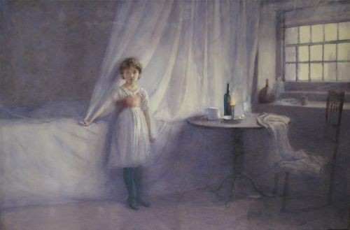 fig 1. Maud M Turner (fl.1891-1908), 'Alone', watercolour, signed