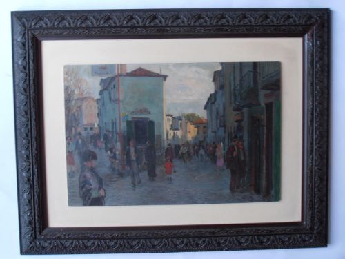Paul Kutscha - Oil on Board - Street Scene