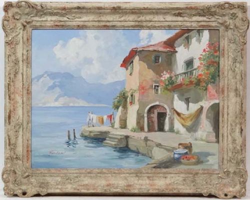 Forleni, Oil on Canvas, 'Lake Lugano'