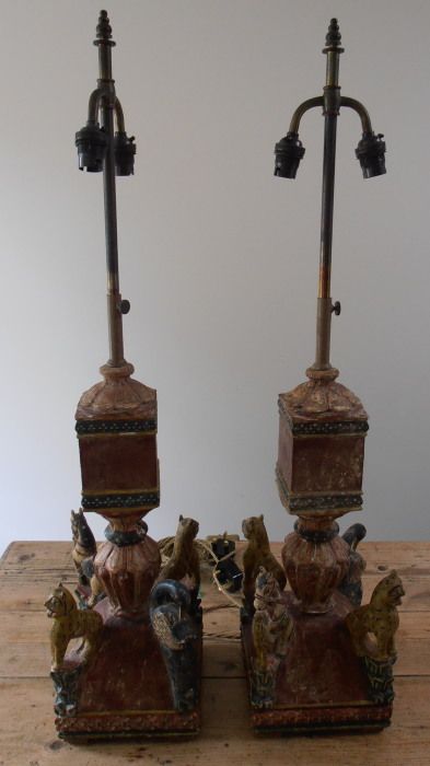 A Pair of Edwardian Indian Paper Mache Lamps