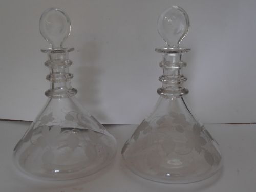 A Pair of Engraved Ship's Decanters