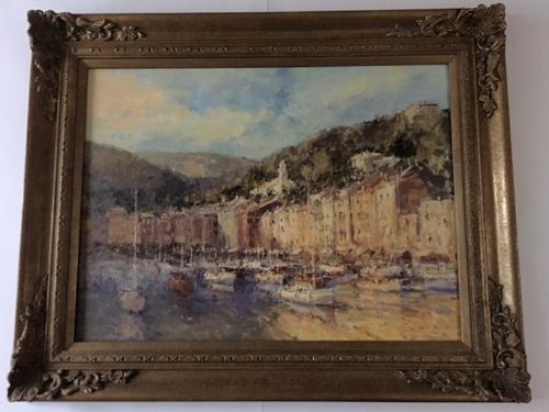 John Tiplady - Oil on Board - Superb Portofino Harbour, Italy