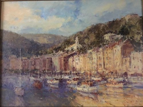 fig 1. John Tiplady - Oil on Board - Superb Portofino Harbour, italy