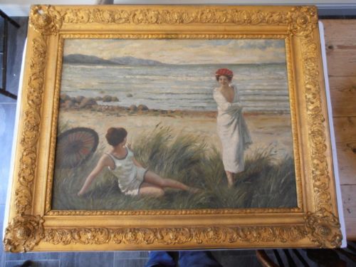English School - Beach Scene - C1890 - Oil on Canvas