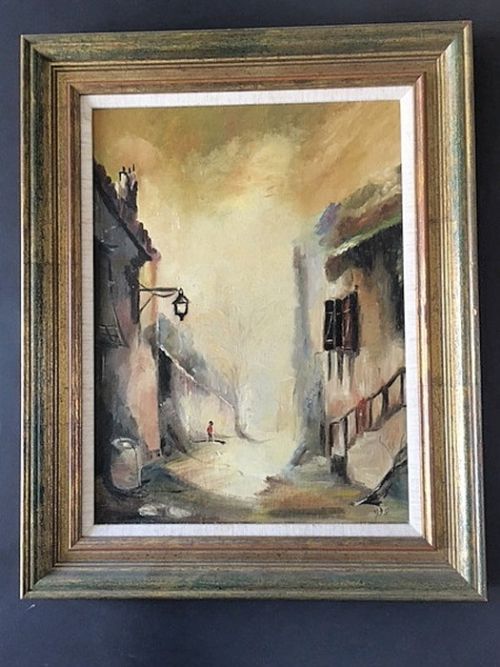 Impressionist Street Scene - Oil on Board C1950