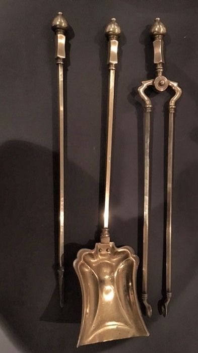 Set of Early 20thc Brass Fire Irons