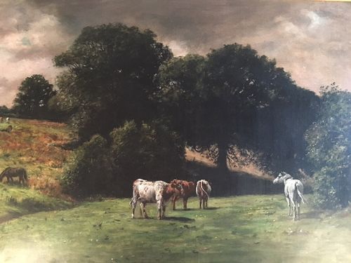 fig 1. Charles Augustus Henry Lutyens, 1829-1915, Oil on Canvas, Horses and Cattle at Pasture