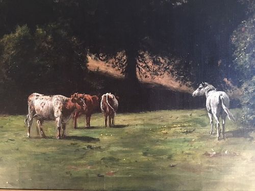 fig 2. Charles Augustus Henry Lutyens, 1829-1915, Oil on Canvas, Horses and Cattle at Pasture