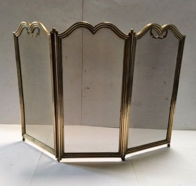 A Brass and Mesh Folding Firescreen