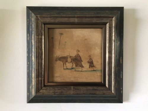 Egypt - Father & Child with Donkey - Watercolour