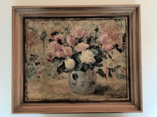 Willy Van Riet - Still Life - Roses in a Ginger Jar-  Oil on Canvas