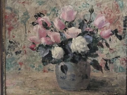 fig 1. Willy van Riet - Still Life - Roses in a Ginger Jar- Oil on Canvas