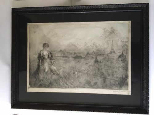 Louis Icart (1888-1950)Two Women Overlooking Paris C1920