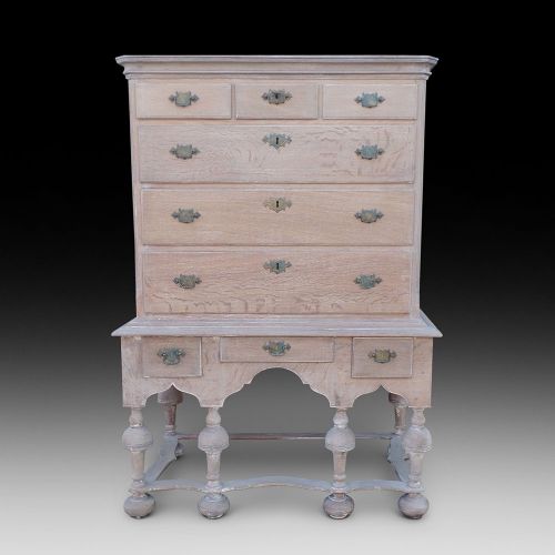 Dry Stripped Oak Chest on Stand, Ca. 1780-1800