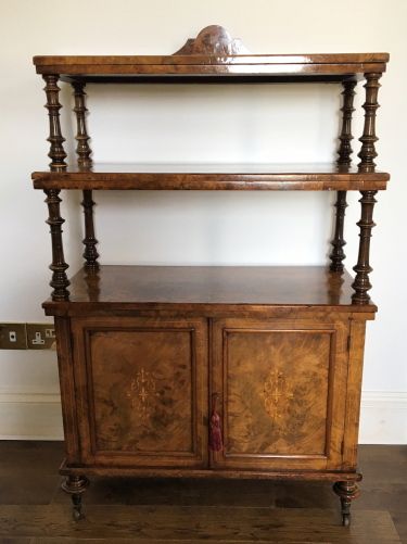 A Victorian Walnut Inlaid Whatnot