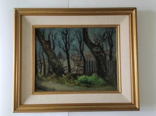 Isaac Antcher - Village View Through Trees - Oil on Canvas